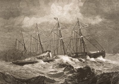「アメリカンピクチャーズ」（1876年）から発行された「アメリカンピクチャーズ」の1870年頃、冬に大西洋を横断する「ケルト」 作： English School